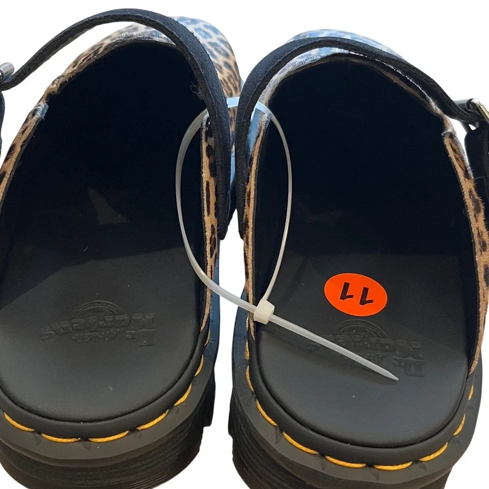 Dr. Martens Zebzag Leopard Print Hair On Leather Mules Clogs Mens 11 Womens 12 - Picture 8 of 8